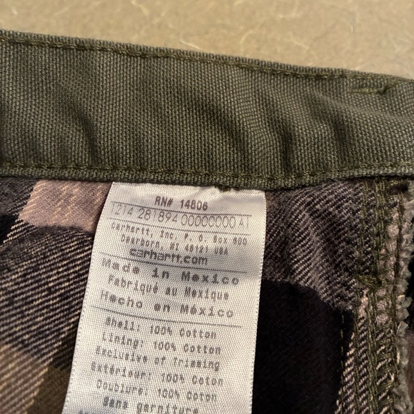 Carhartt Utility Canvas Flannel-Lined Pants Original Dungaree Fit B111 Moss - Picture 9 of 16